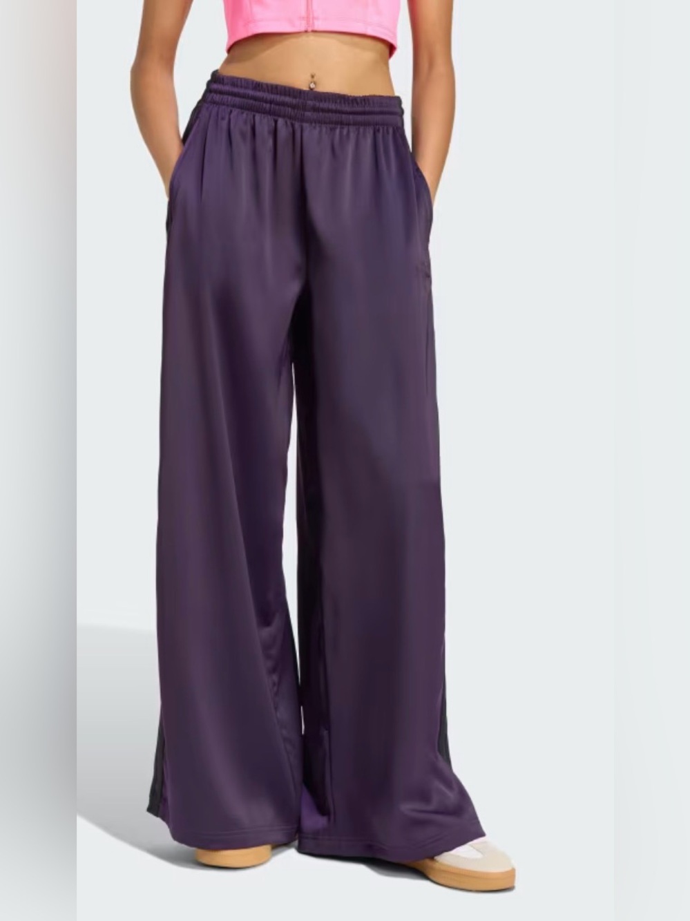 adidas Originals Womens Satin Wide Leg Track Pants  6